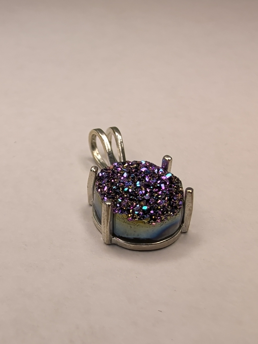 Purple Druzy 925 Sterling Silver Pendant